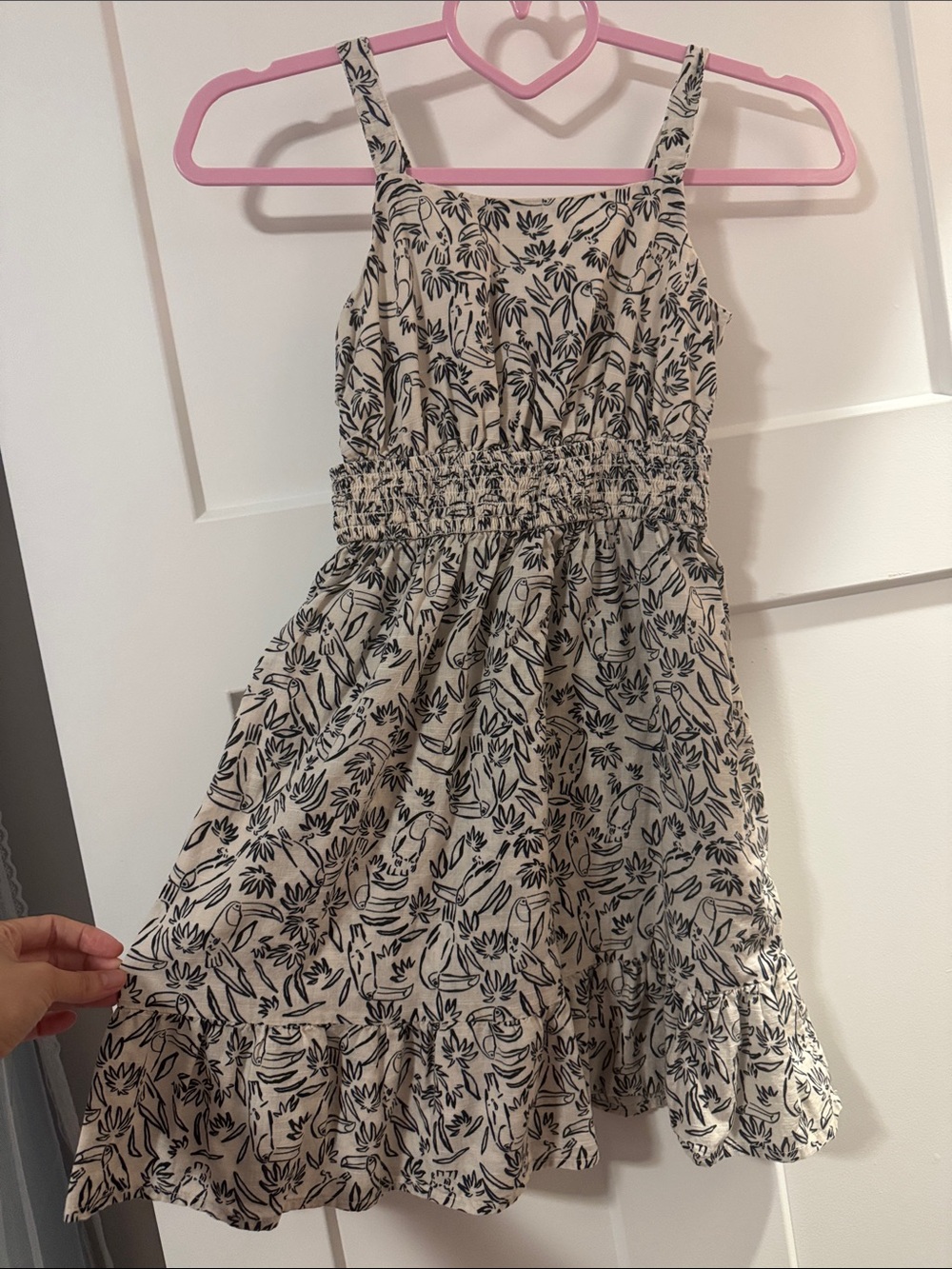 Cat & Jack Cream Sundress with Navy Floral Print